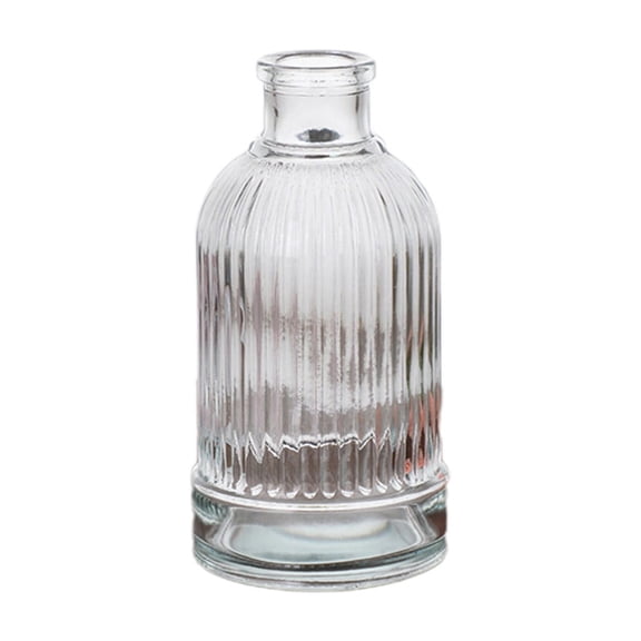 Mareep Small Clear Glass Vase with Wavy Ribbed Texture, 4.7 Inch Decorative Bud Vase for Single Stem Flowers, Table Centerpiece for Living Room Bedroom Office