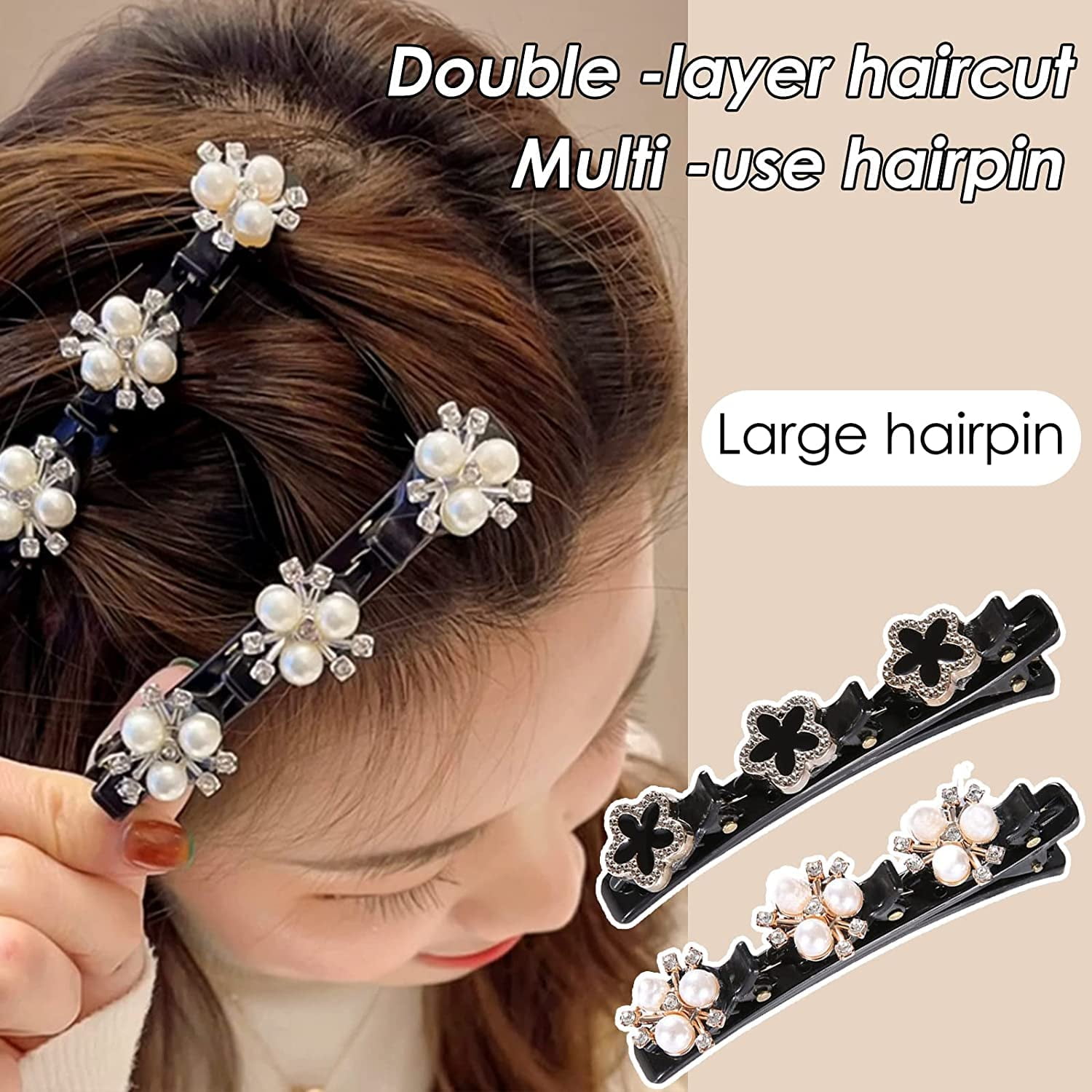 Sparkling Crystal Stone Braided Hair Clips, 3 Small Clips, Multi Clip Hair  Barrette, Triple Hair Clips with Rhinestones