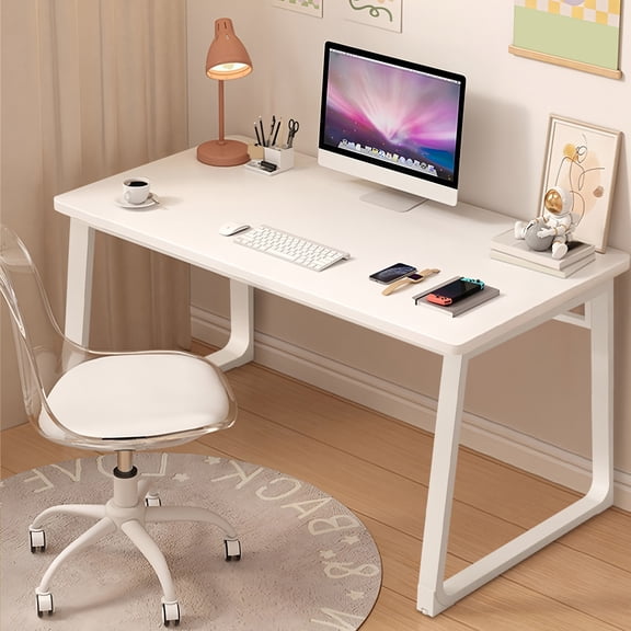HDHNBA Minimalist Corner Computer Desk for Bedroom Home Office Study, White, 31.4 Inch