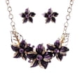 thumbnail image 1 of Collier Goutte d'Huile Fleur Élégant et Ensemble de Bijoux Boucles d'Oreilles avec Chaîne Clavicule pour, 1 of 3