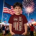 thumbnail image 4 of Bainana Kids Boys Patriotic Shirts USA Flag Print Short Sleeve Crew Neck Tops Boys 4th Of July Relaxed Fit Celebrate 250 Years Anniversary Graphic Tees Size 2-3 Years, 4 of 4