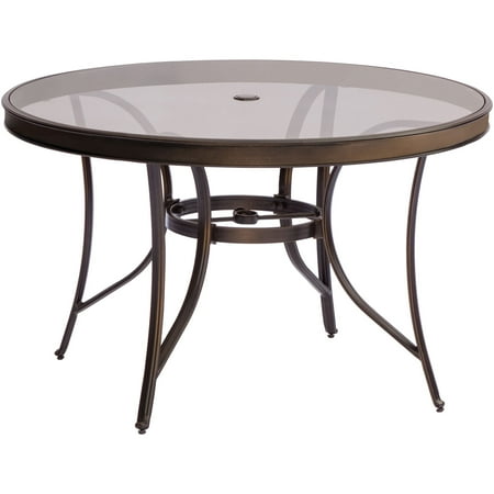 Hanover Traditions 5-Piece Dining Set in Tan with 47 in. Glass-top Table