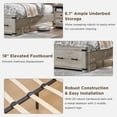 thumbnail image 6 of OKD Farmhouse Full Size Bed Frame w/ 54" Tall Geometric Headboard, Rustic Wood Platform Bed w/ 2 Large Storage Drawers, Wood Slats Support, Noise Free, No Box Spring Needed, Light Rustic Oak, 6 of 6