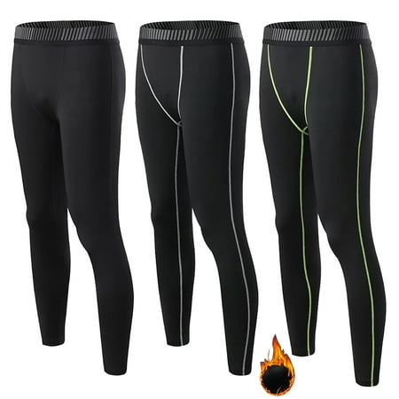 GYRATEDREAM 3 Pack Youth Boys Compression Leggings Sports Tights Fleece Lined Thermal Base Layer Pants 5-10T