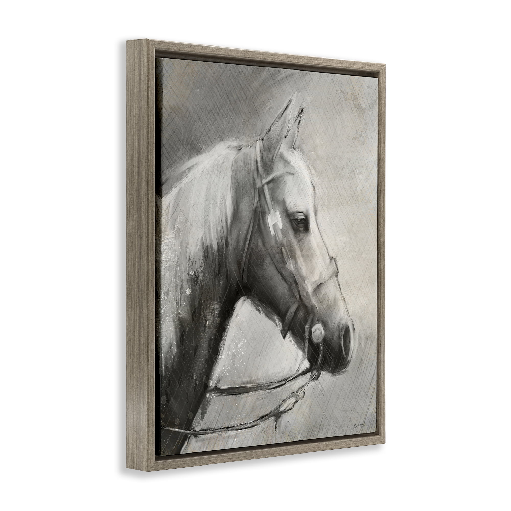 Stupell Industries Modern Ranch Horse Brown Framed Floater Canvas Wall Art, design by Chad Barrett