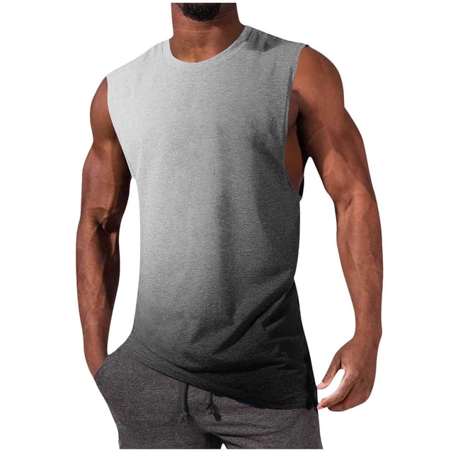 Pullover de Impresión de Moda Casual de los Hombres Cuello Redondo sin Mangas para Deportes Al Aire Libre Y Uso Diario