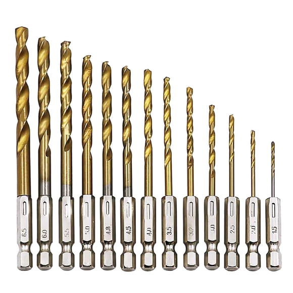 EcoNesxp 5mm Titanium Coated HSS Metric Drill Bit Set 1pcs Hex Shank Drill Bit Set 13pcs Hex Shank Drill Bit Set 1mm Titanium Coated HSS Metric Drill Bit Set