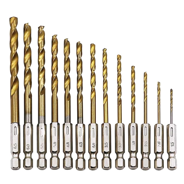 EcoNesxp 5mm Titanium Coated HSS Metric Drill Bit Set 1pcs Hex Shank Drill Bit Set 13pcs Hex Shank Drill Bit Set 1mm Titanium Coated HSS Metric Drill Bit Set