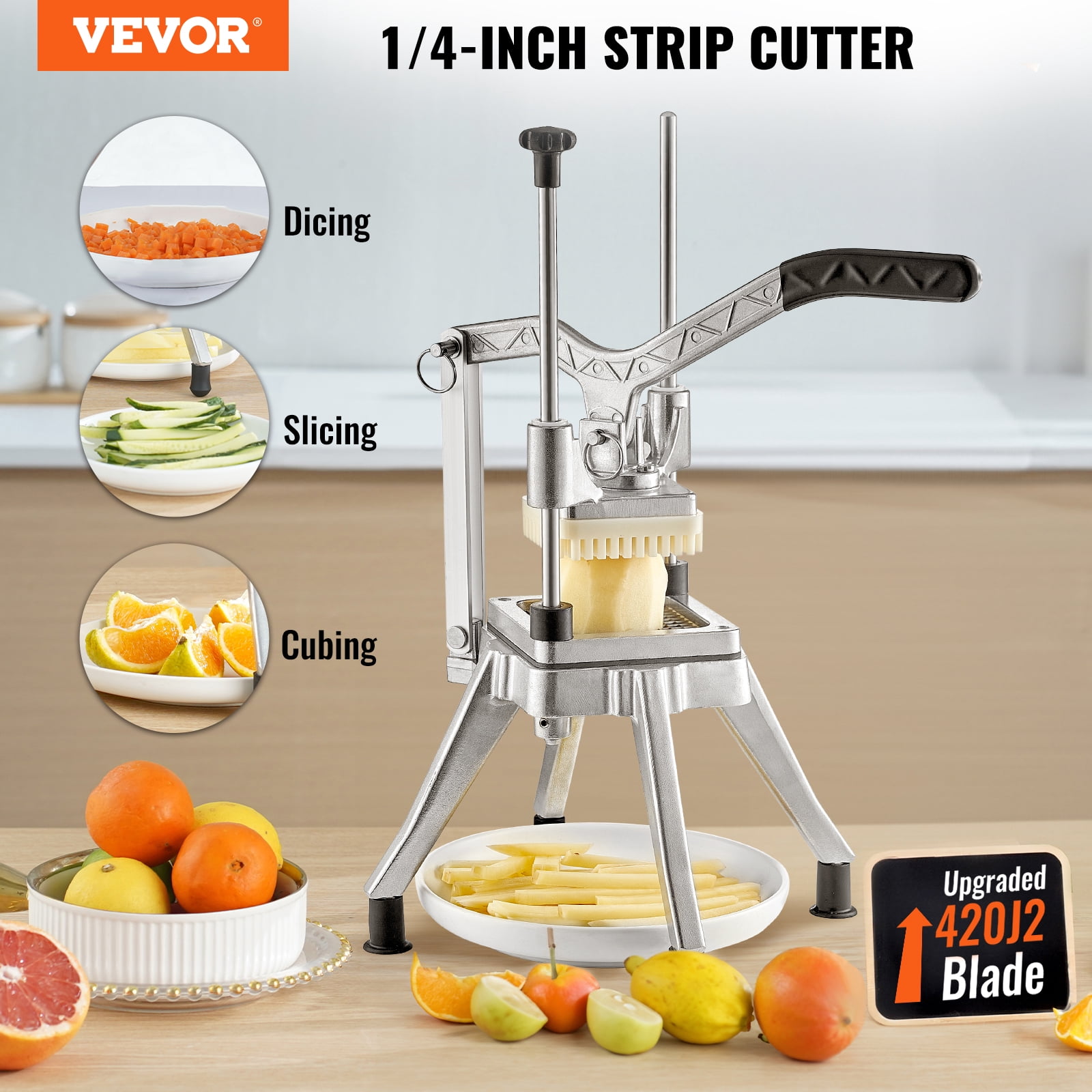 KFFKFF 1/4'' Vegetable Dicer Commercial Fruit Slicer Chopper French Fry Cutter