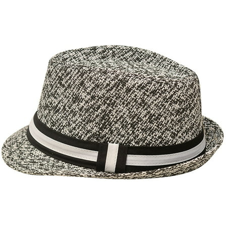 Sophias Style Unisex Junior Adult Black Grosgrain Ribbon Fedora Summer Hat