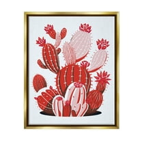 Stupell Industries Modern Red Cacti Botanical & Floral Painting Gold Floater Framed Art Print Wall Art, 25 x 31
