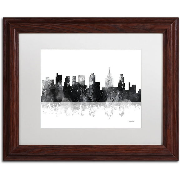 Trademark Fine Art "Philadelphia Skyline BG-1" Canvas Art by Marlene Watson, White Matte, Wood Frame