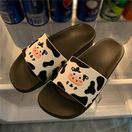 

〖Yilirongyumm〗 Black 36 Sandals Women Slippers Thick Sole Slippers Home Slippers Outdoor Cute Cow Pattern Beach Bathroom Slippers Fashion Casual Home Sandals Slippers