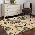 thumbnail image 3 of Rectangle Area Rugs 2.7 x 5 Ft, Cartoon Tractor Non-Slip Residential Carpet, Cute Digger Shovel Truck Car Khaki Indoor Crawling Mats Runner Rugs for Living Room/Dining Room/Bedroom, 3 of 8