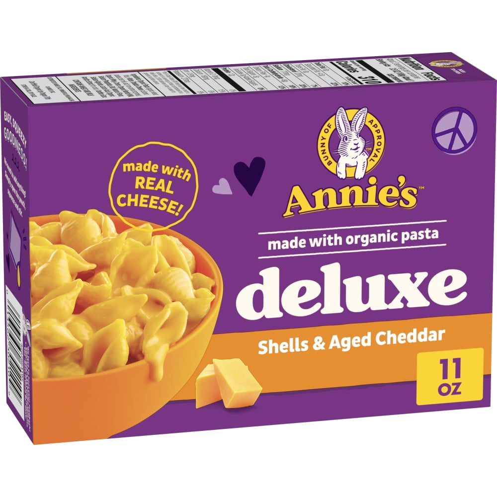 Pack of 3 Annie's Deluxe Shells and Aged Cheddar Mac and Cheese, 11 oz (packaging may vary)