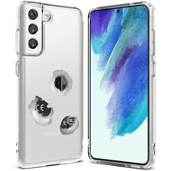 TalkingCase Slim Case Compatible for Samsung Galaxy S21 FE 5G (Fan Edition), Bullet Holes Inside Print, Lightweight, Flexible, Soft, USA