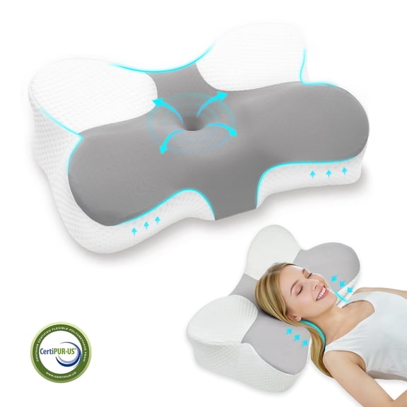 Z-hom Memory Foam Pillow, Adjustable Cooling Cervical Pillow for Neck Pain Relief, Bed Pillow for Side Back Stomach Sleeper with Breathable Pillowcase for Sleeping