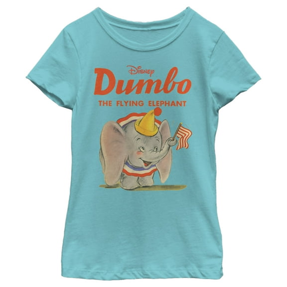 Girl's Dumbo The Flying Elephant Graphic Tee Tahiti Blue Medium