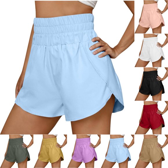 Brqkzdu Women's Running Shorts High Waisted Athletic Shorts Gym Workout Shorts Summer Soft Comfy Yaga Shorts