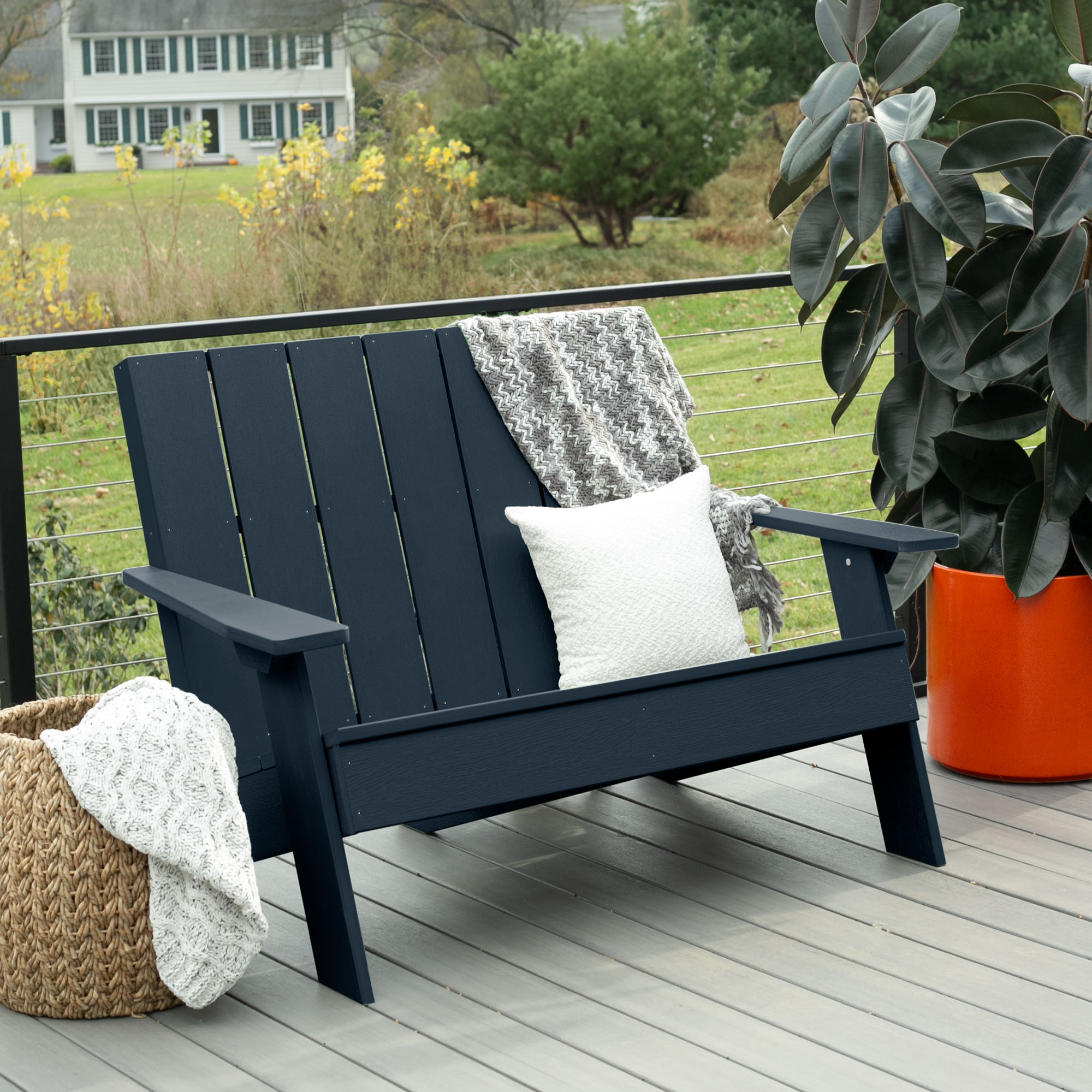 Highwood Double Wide Modern Adirondack Chair - Outdoor, Eco-friendly, Synthetic Wood