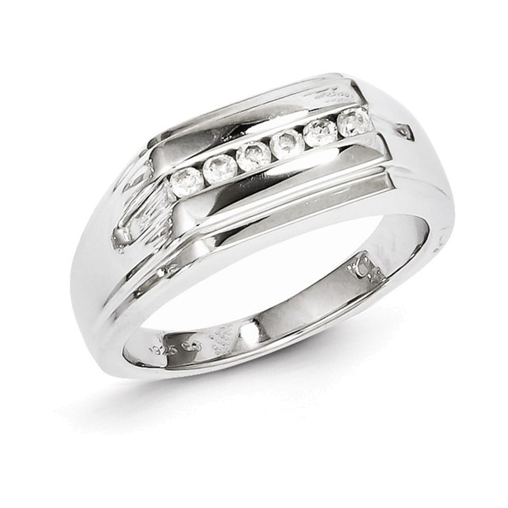 Sterling Silver Rhodium Plated Diamond Men's Ring Size 10 - Walmart.com
