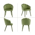 thumbnail image 5 of Guyou Velvet Dining Chair Set of 2, Modern Upholstered Vanity Armchair with Petal Back and Wooden Legs, Comfy Kitchen Side Chairs for Dining Room Bedroom Living Room, Olive, 5 of 8