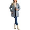 thumbnail image 2 of Abrigo de longitud media de manga raglán de doble botonadura para mujer Allegra K en gris azul, talla XL, 2 of 6