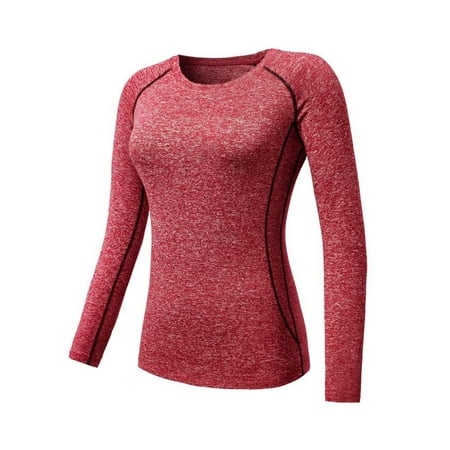 Sweetsmile Women Compression Long Sleeve Athletic Casual T-shirt Tight Fitness Yoga Tops
