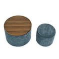 thumbnail image 5 of Noble House 2-Piece Set Round Chenille Storage Ottoman, Equipped with a Drum Shaped Small Stool, Storage Space, and MDF Made Desktop Panel, Dark Blue, 5 of 15