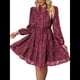 thumbnail image 3 of Vestidos de Otoño 2025 de Larga para Mujer, Minivestido Informal de Corte A con Botones y Cinturón, para Otoño e Invierno. Vino Tinto XL, 3 of 10