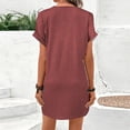 thumbnail image 3 of Women's Fashionable All Buckle V Neck Cold Shoulder Ruffled Sleeve Solid Color Dress plus Size Banquet Dresses after 5 Dresses for Women Evening Backless Dresses for Women Women Dress for Night Womens, 3 of 6