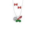 thumbnail image 2 of Delight Jewelry Silvertone Shamrock - Round Seal Christmas Kiss Charm Necklace and Stud Earrings, 2 of 4