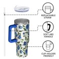 thumbnail image 4 of OBREWU Blue Pioneer Flower Tumbler with Handle and Lid,Blue Pioneer Flower 40oz Double Wall Vacuum Insulated Tumbler,Cups Gift for Women and Men, 4 of 7