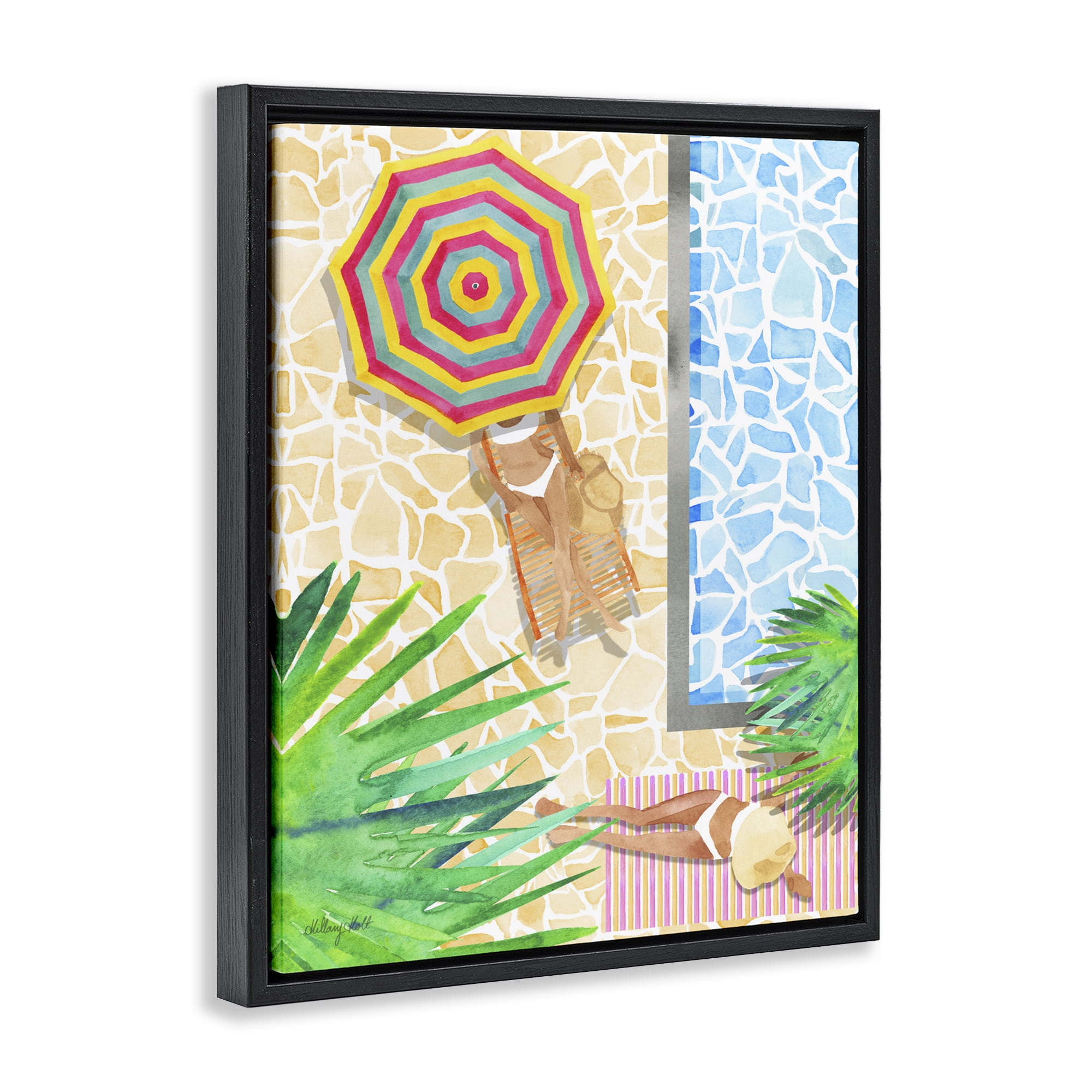 Stupell Industries Poolside Chill Duo Black Framed Floater Canvas Wall Art, design by Hillary Holt