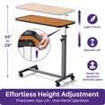 thumbnail image 4 of KEKOY Overbed Table with Wheels, Easy Height Adjustable Bedside Table for Bed for Elderly, Rolling Bed Tray Table for Eating & Reading, Stable Support for Medical Home Care and Hospital Use, 4 of 9