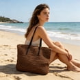thumbnail image 2 of Virelaxpo Rope Woven Beach Tote Bag Casual Shoulder Bag for Beach, Shopping, Daily Commute and Travel - Plastic Material, 2 of 6
