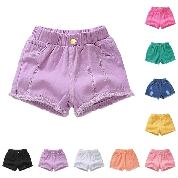 Zanarzt Toddler Girl Summer Shorts Baby and Toddler Girls' Cotton Bike Shorts Soft Pull On Safety Shorts for Daily Wear Purple,7-8 Years