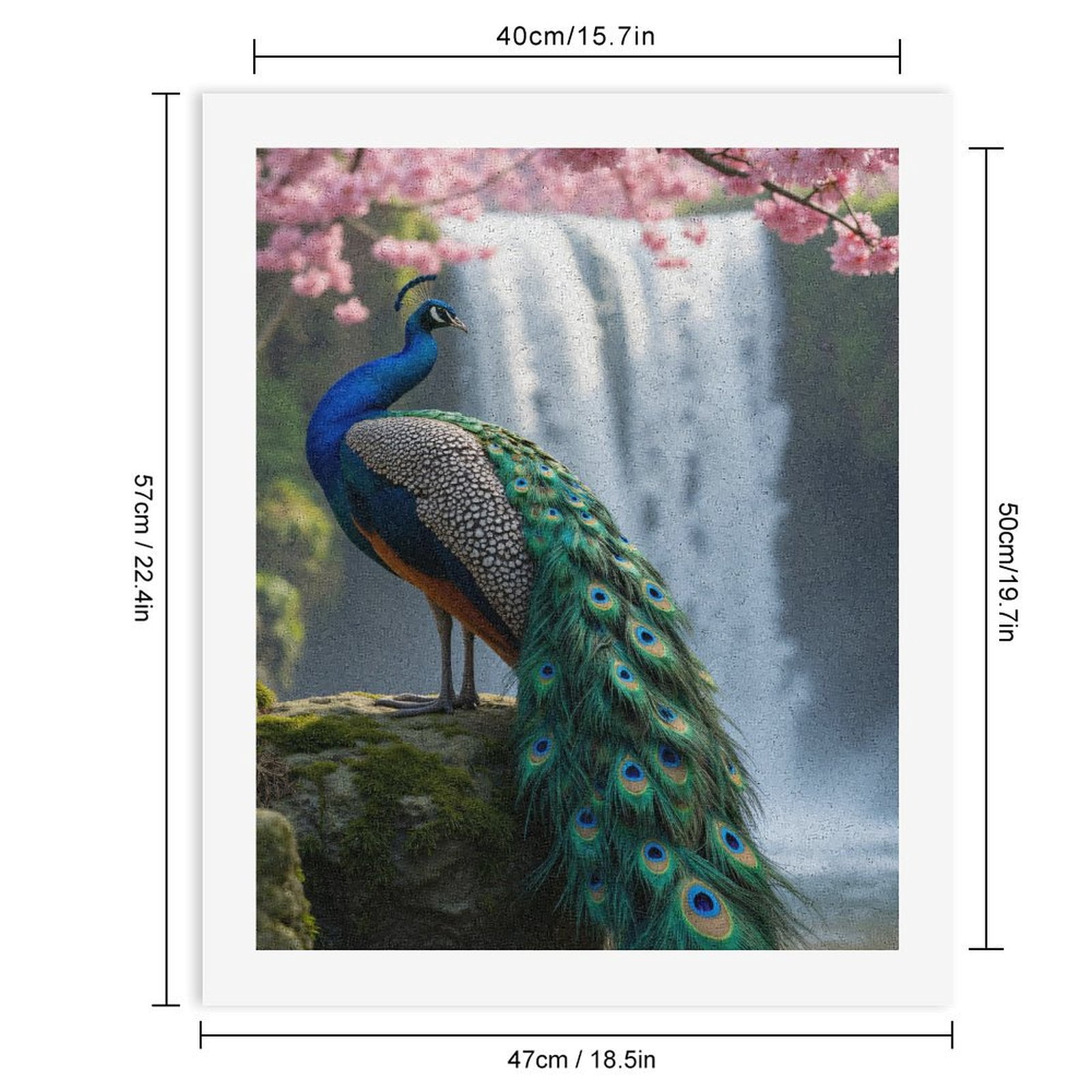 Paint By Numbers Kit for Adults Beginner - DIY Peacock Blossoms Waterfall Scene Canvas Painting Kits for Adults, Frameless Paint By Number for Adults for Home Wall Decor 16x20 Inch