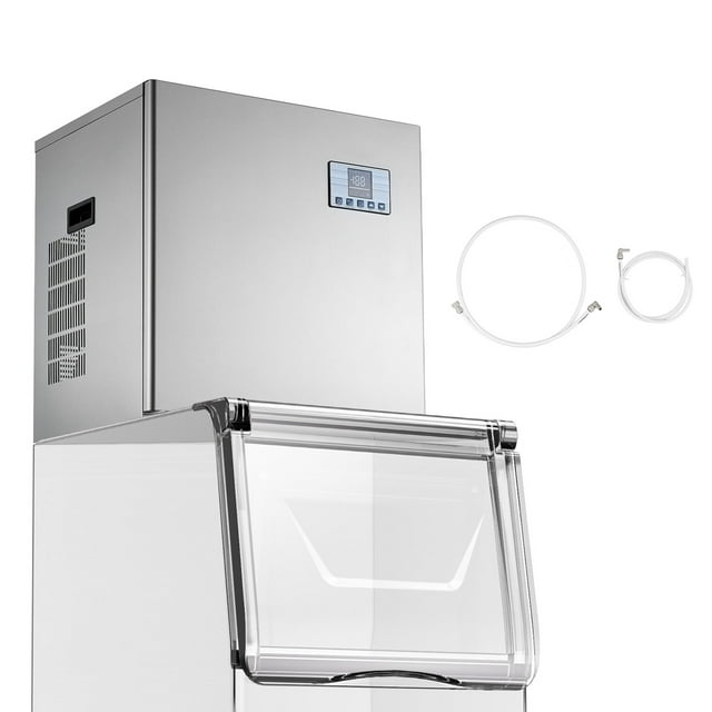 KFFKFF Commercial Ice Maker Machine - Head, 400 Lbs/Day Stainless Steel Ice Machine with Scheduled Ice-Making, Self-Cleaning, Adjustable Thickness