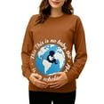 thumbnail image 2 of QIUOMBBP Women Long Sleeve Shirts Maternity Crew Neck Pullover Sweatshirts Pregnancy Funny Print Tops Loungewear Khaki XL, 2 of 7