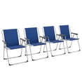 thumbnail image 1 of Outsunny Folding Patio Camping Chairs Set w/ Armrest, Sports Chairs, Blue, 1 of 10