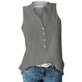 thumbnail image 2 of HIMIWAY Summer Hot Shirts for Women Ladies Fashion Casual Formal Versatile Solid Color Button Sleeveless Top Shirt, 2 of 5