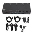 thumbnail image 2 of Conmutador KVM Dual, Conmutador KVM USB 3.0 De 3 Entradas Y 2 Salidas Compatible Con Copia Y Pantalla Extendida Con Emulador EDID Para 4 Dispositivos USB 3.0, 2 of 7
