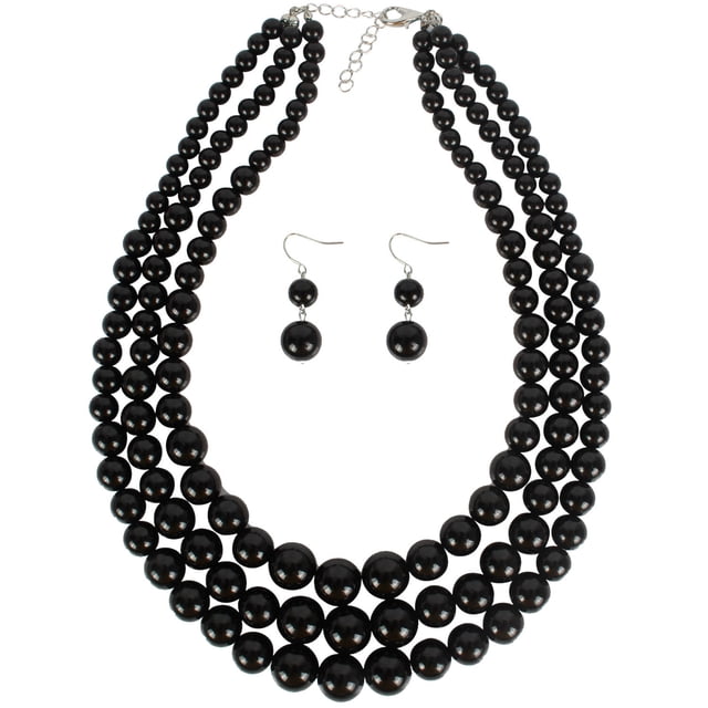 Collar de múltiples capas con cuentas exageradas para mujer con diseño de perlas de moda