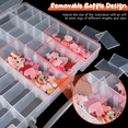 thumbnail image 3 of Paquete de 2 cajas organizadoras grandes de plástico transparente de 48 rejillas con divisores ajustables, organizadores de cuentas para guardar joyas, 3 of 8