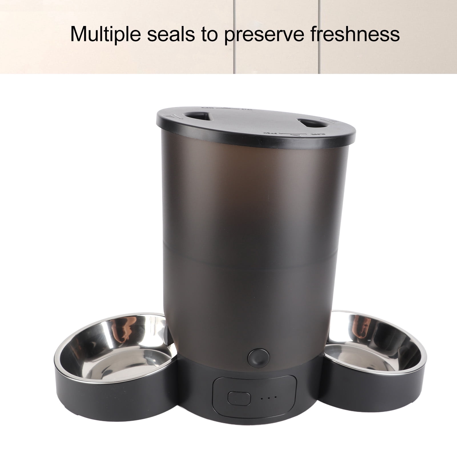 LAZIOEGR 3L Smart Automatic Pet Feeder for Two Cats, Wi-Fi App Controlled Timed Dog Food Dispenser, Portion Control & Voice Recorder, Black (11.42 inches / 29 cm)