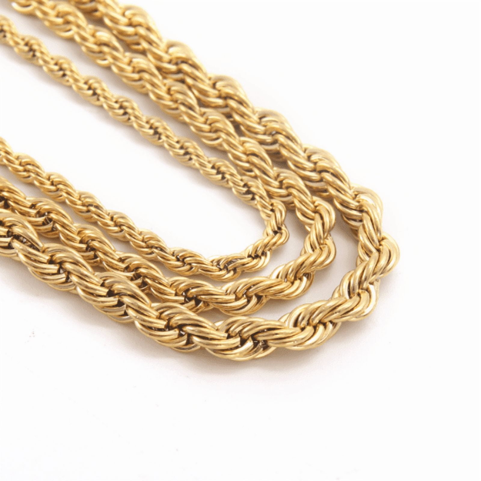 14K Yellow Gold Solid Rope Chain Necklace Diamond Cut Real Men Women Jewelry| 5.0 mm | 24 Inches | MADE IN ITALY