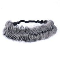 DIGUAN Wide Fishtail 2 Strands Synthetic Hair Braided Headband Classic Chunky Plaited Braids Elastic Stretch Hairpiece (Salt and Pepper)