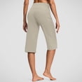 thumbnail image 5 of Petite Capri Shorts for Women Knee Length Stretch Bermuda Casual Long Shorts With Pockets Summer Outdoor Walking Lounge Gym Beige XL, 5 of 7