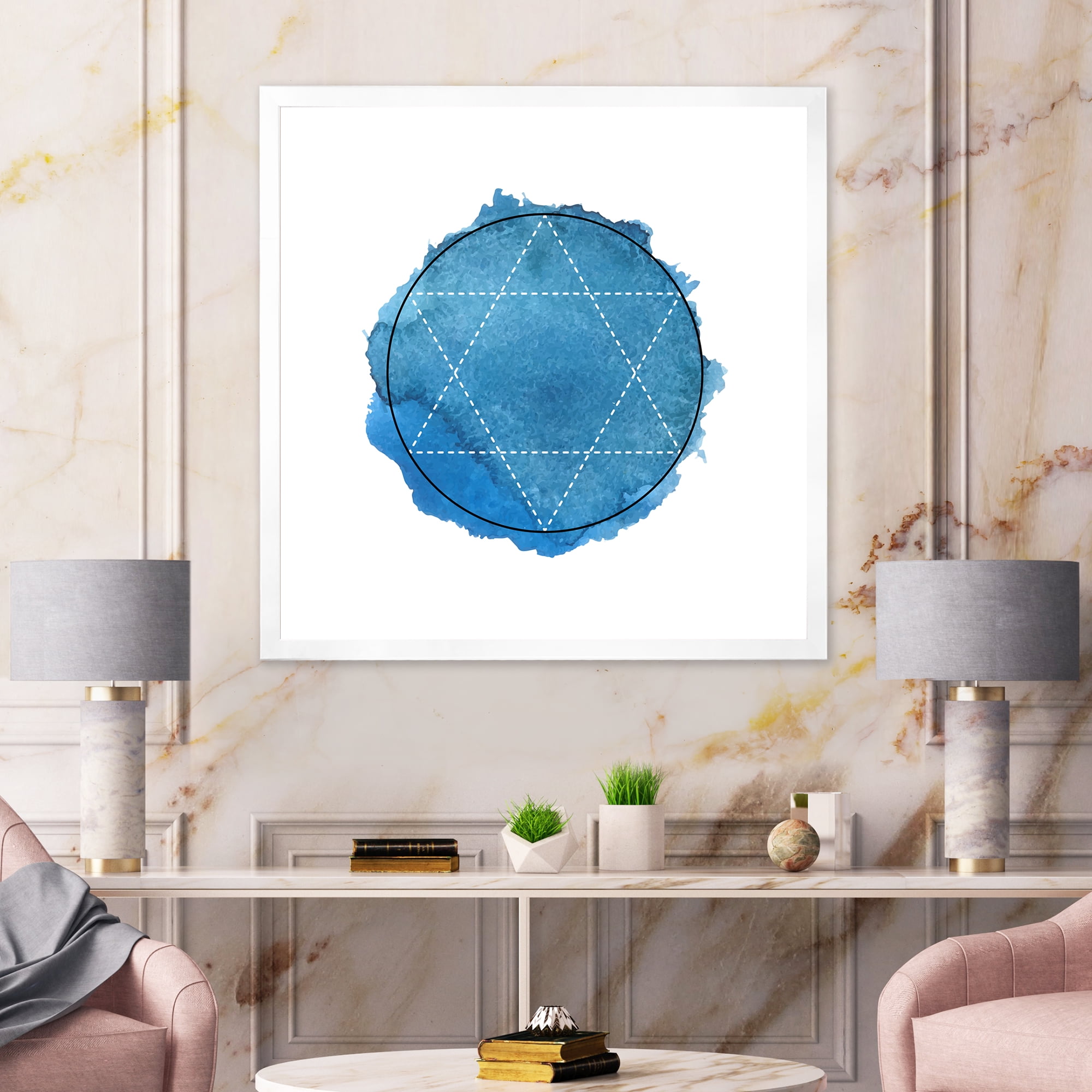 Designart 'Sacred Geometry and Symbol of Alchemy III' Bohemian & Eclectic Framed Art Print